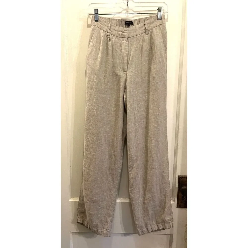 Quince Natural Linen-Blend Straight Leg Pants